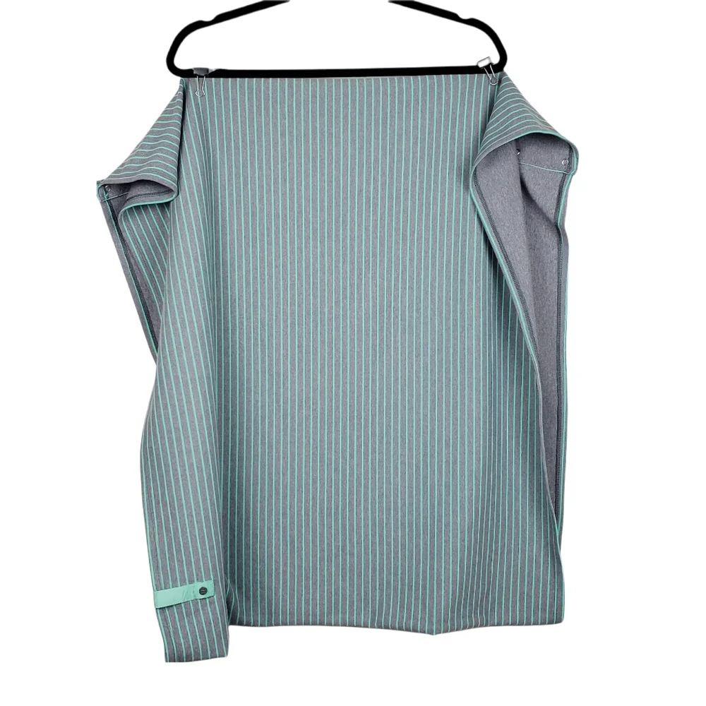 Lululemon Athletica Vinyasa Grey Mint Green Stripe Snap Button Scarf Size OS